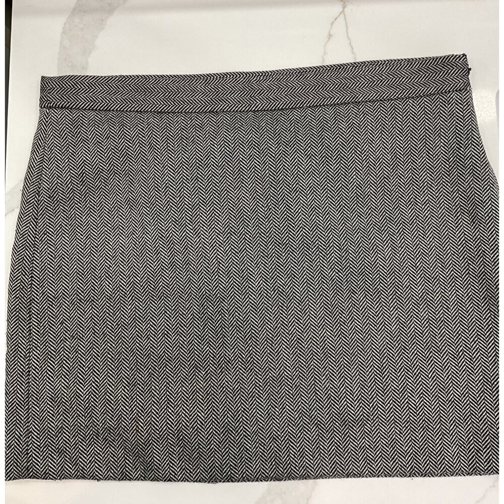 Vintage Gap Black & White Chevron Wool Blend A-Line Mini Skirt Size 10